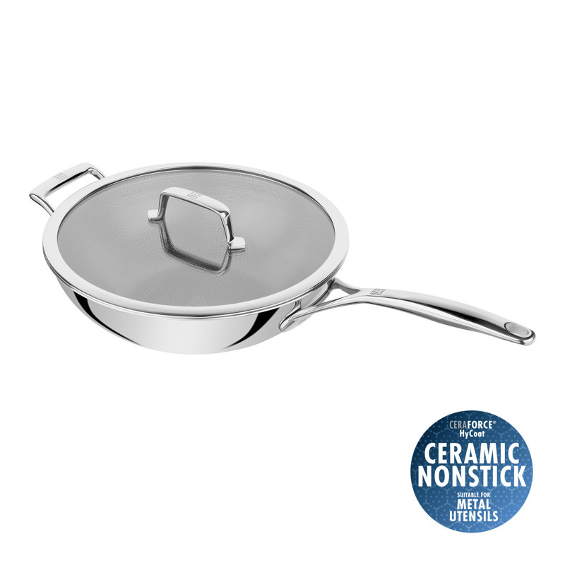 ZWILLING Peak 12-Inch Stainless Steel Ceramic Nonstick Dual Performance Wok With Lid