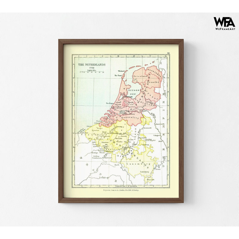 «Europe Holland 1702 - Gardiner 1902», affiche de carte européenne, décor de studio rustique à la maison, art mural de classe, décor de géographie encadrée