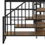 Lit mezzanine double en métal avec escalier, table et tablettes de rangement-1151192530