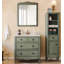 Meuble-lavabo en bois d'hévéa avec plateau en marbre American Country