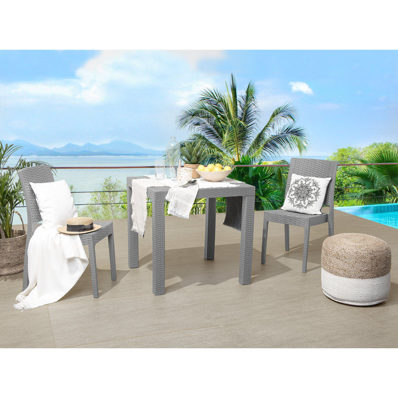Ezmerelda Rectangular Outdoor Dining Table With Umbrella Hole , 80cm cm W 80cm cm D, Light Grey