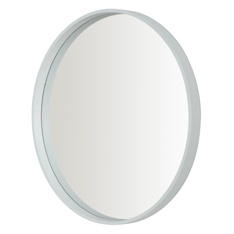 Muazzam Round Wall Mirror, 50cm, Wooden Deep Framed Circle Mirror, Blue
