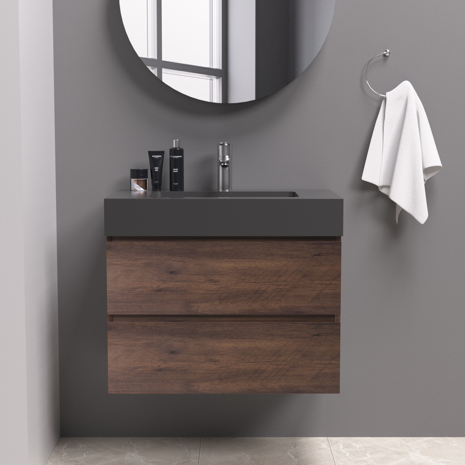 Latitude Run® 36'' Single Bathroom Vanity with Solid Surface Vanity Top ...