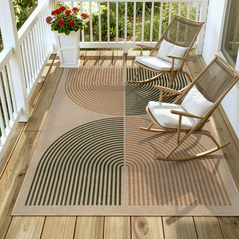 Tapis d'extérieur en faux jute avec envers antidérapant Narze, Rectangulaire 4 pi x 6 pi