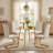 Modern Glam 5-Piece Tempered Glass Round Dining Set with Faux Leather Cantilever Chairs-1392514953-1392514954