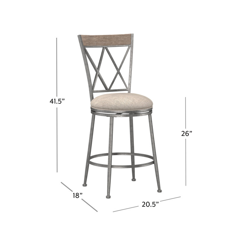Dejhanae Swivel Upholstered Counter Stool with Metal Frame, Counter Stool (26" Seat Height)