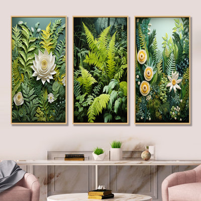 Wonderland Ferns In Green World - Ferns Wall Art Prints Set Of 4