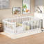 Structure de lit simple en bois avec clôture-1470162805