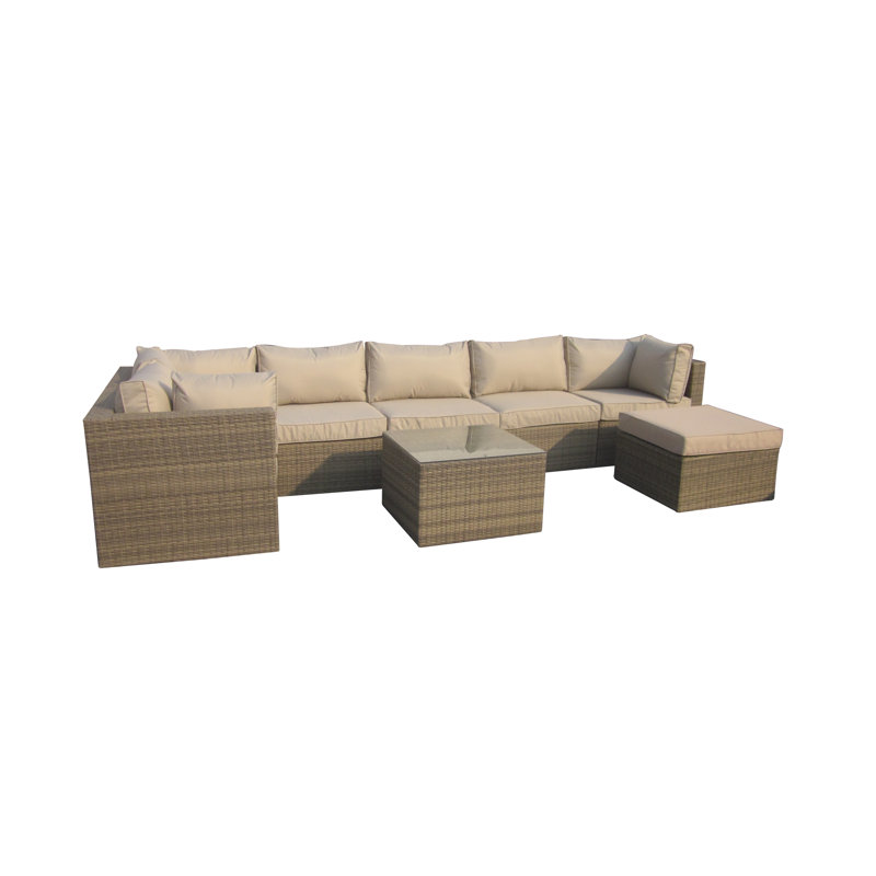 Askim 7 Seater Rattan Sofa Set, Nature