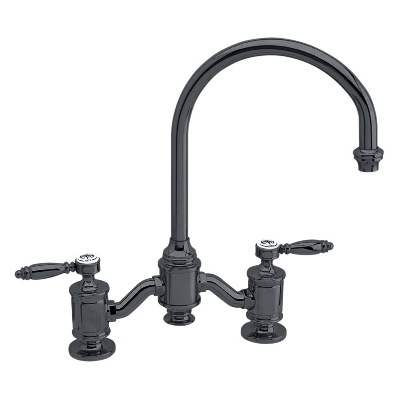 Hampton Bridge Faucet - Lever Handles, Matte Black