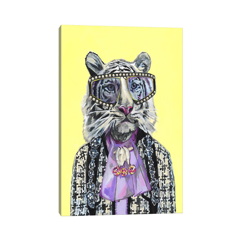 Tigre blanc par Heather Perry - imprimé, Toile tendue, Pas de tapis, H 18 po x l 12 po x 1,5 po