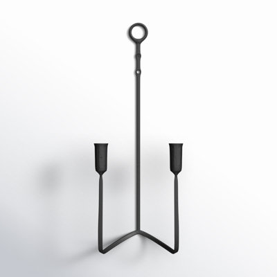  Hook-Style Forged-Iron Wall Sconce – 21"H Double Taper Candle Holder, Set Of 2