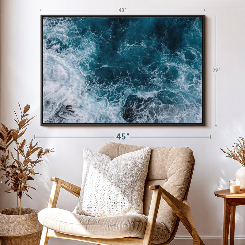 Plage «Blue Ocean Waves Wall Art», H 29 po x l 43 po