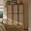 Rattan 3-Door Wardrobe Armoire with 6 Shelves, 3 Drawers & Hanging Rod