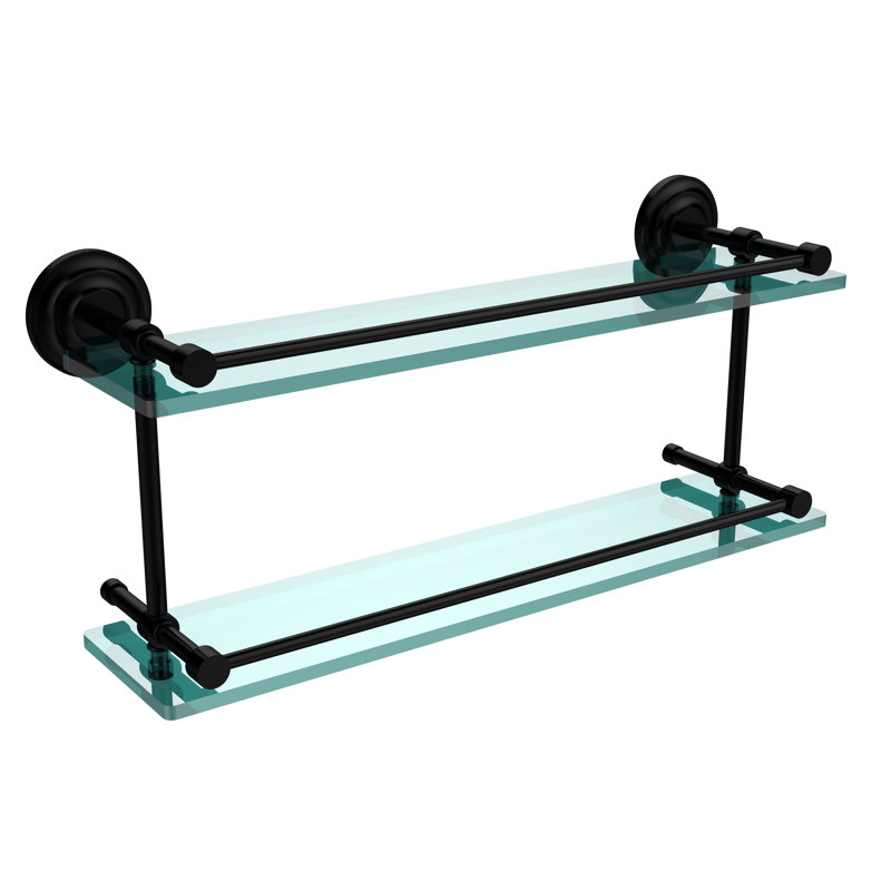 Leamore 2 Piece Tiered Shelf, Matte Black, 8" H x 22" W x 5" D