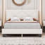 Grand lit tapissier avec conception à rivets, lit plateforme en velours avec tête de lit-87897780