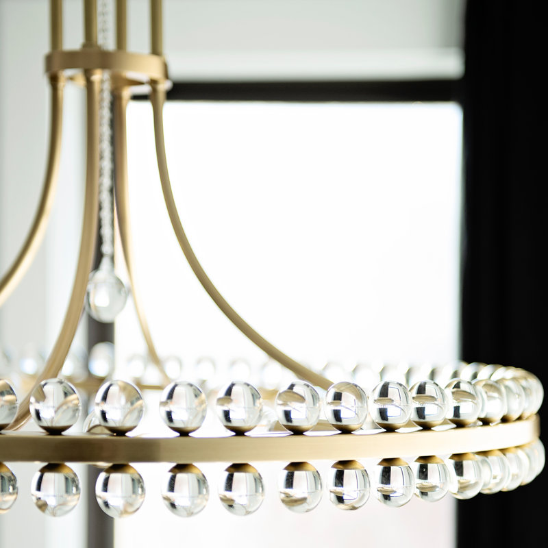 Clover 12-Light Crystal Pendant, 22.5", Aged Brass