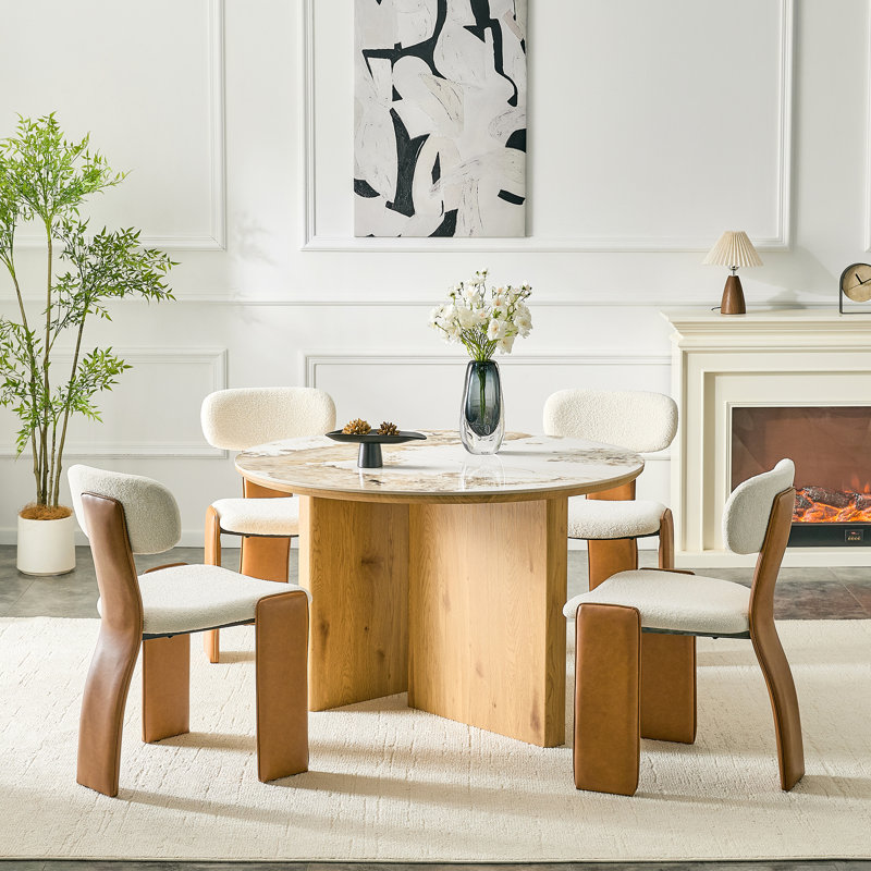 Ensemble de table et de chaises pour 4 personnes avec plateau en pierre frittée