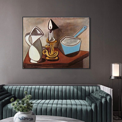 Framed Canvas Giclee Print Art Series#442 by Pablo Picasso Wall Art Living Room Home Office Decorations(Wood Colour Slim Frame,18"x24")
