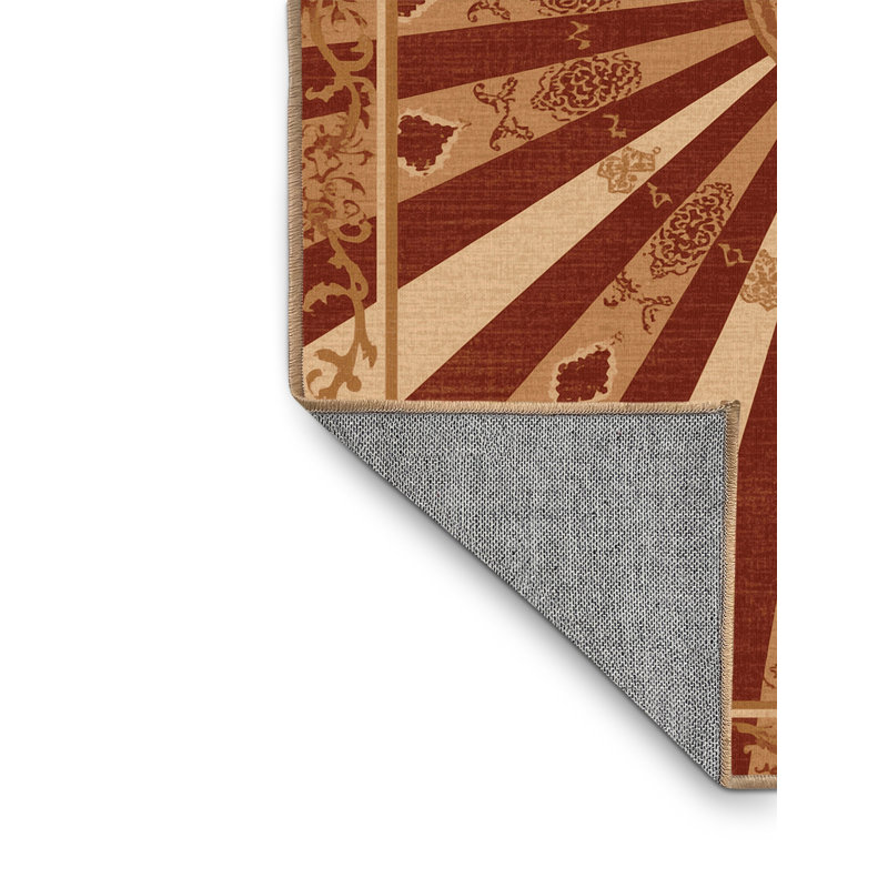 Tapis oriental classique lavable à la machine Botkins en brun - reliure brun clair, 5 x 8