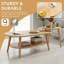 Ensemble de tables basses gigognes 2 pièces, avec rangement à 2 niveaux et grain de bois rustique, plateau de table ovale et rond, style moderne minimaliste-694803347
