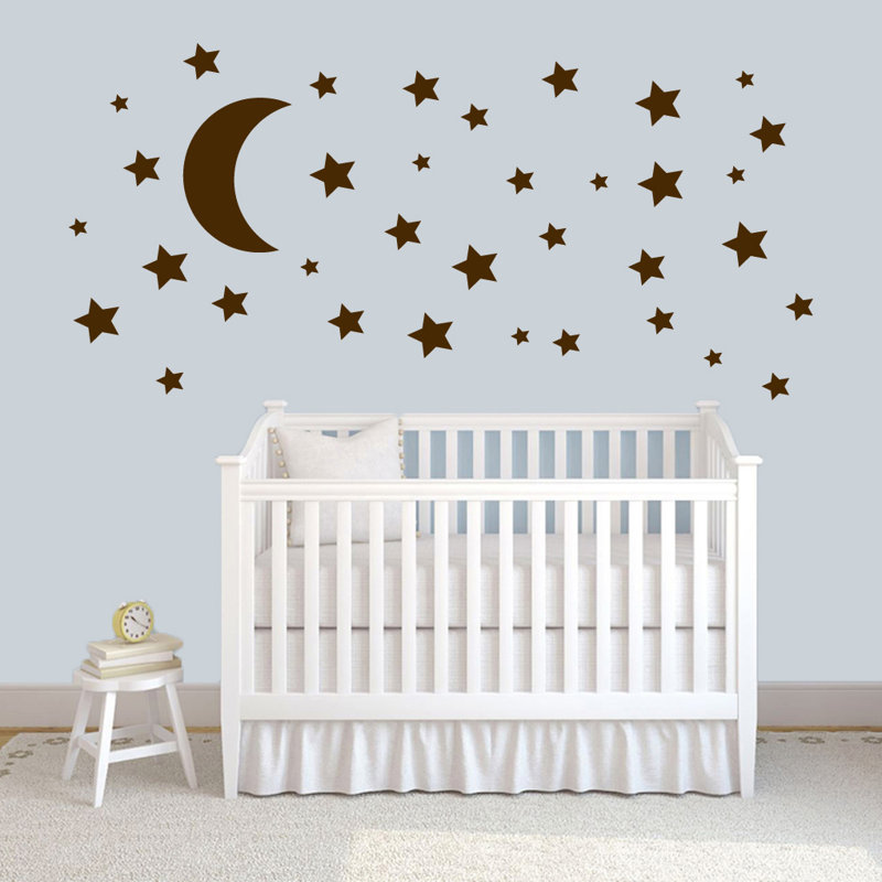Adhésif décoratif lune et étoiles, Brun