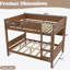 Lit superposé grand sur grand avec plateau pratique, lit superposé en bois massif avec tablettes de rangement et lattes améliorées, brun rétro-1844083799