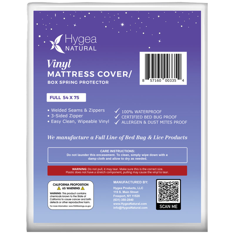 Full Size Waterproof Vinyl Mattress and Box Spring Protector