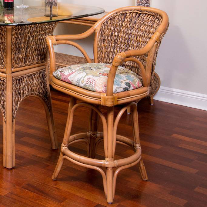 Cherles Swivel Upholstered Counter Stool, Antique Honey, Dum Dum Natural, Counter Stool (24" Seat Height)