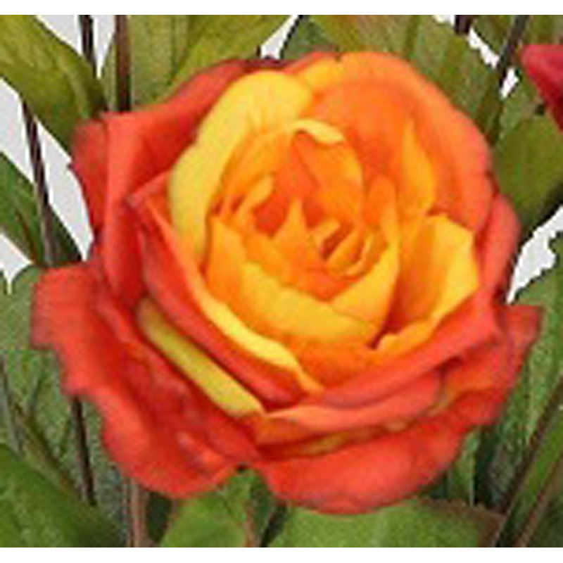 Large douille artificielle en cascade et rose, Mélange d'orange et de bourgogne