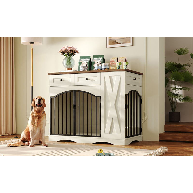 Meuble pour chien 43,3 "Farmhouse, Brun / Beige