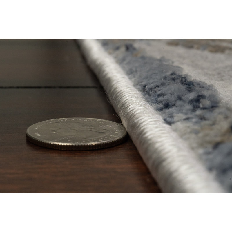 Tapis gris / bleu Garton, Tapis de couloir : 2 pi 2 po x 7 pi 7 po