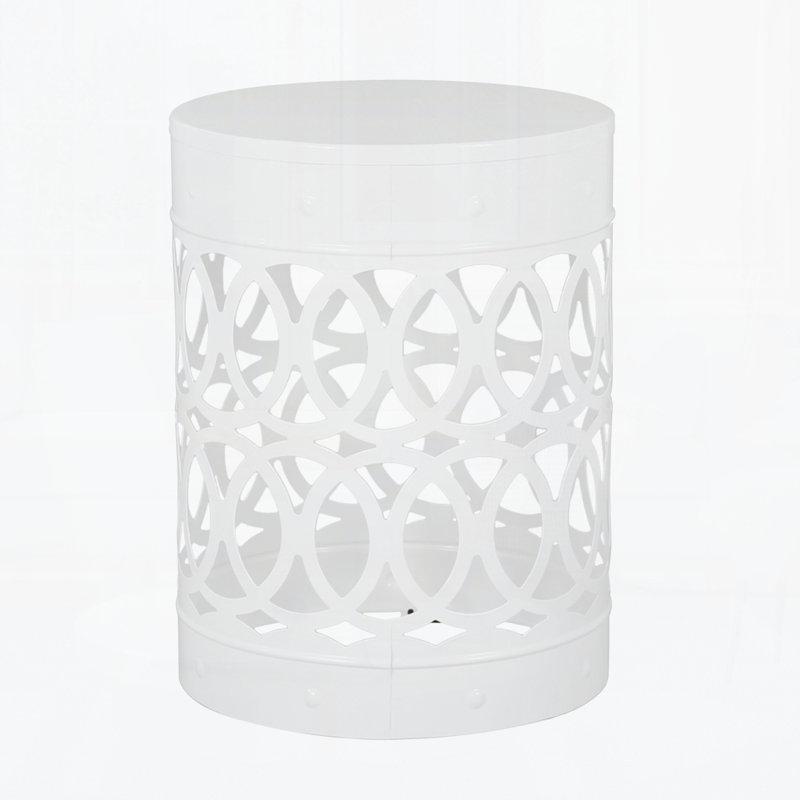 Outdoor Metal Side Table, White