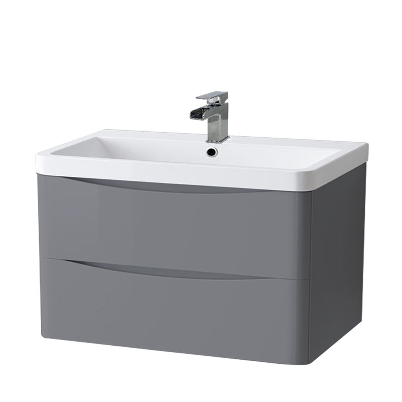 Avaughn 800mm Bathroom Vanity Unit Basin Storage Wall Hung Cabinet Furniture, Gray