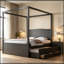 Auvent pleine grandeur Geib avec lit gigogne simple et 3 tiroirs de rangement-85409582