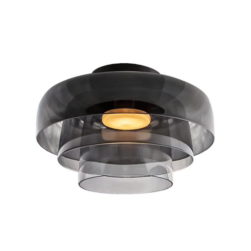 Abat-jour en verre Mid-Century, Couche triple, Gris