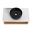 Meuble-lavabo flottant avec lavabo vasque en veine de marbre, meuble-lavabo mural avec tablette ouverte, avec accents en bois, conception moderne peu encombrante-130549743
