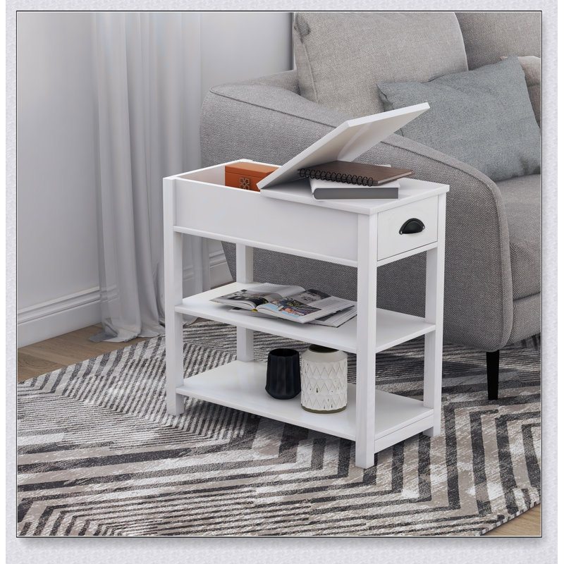 Table à côtés étroits avec tiroirs et cloison inférieure de conception rabattable, parfaite pour les petits espaces et le rangement organisé