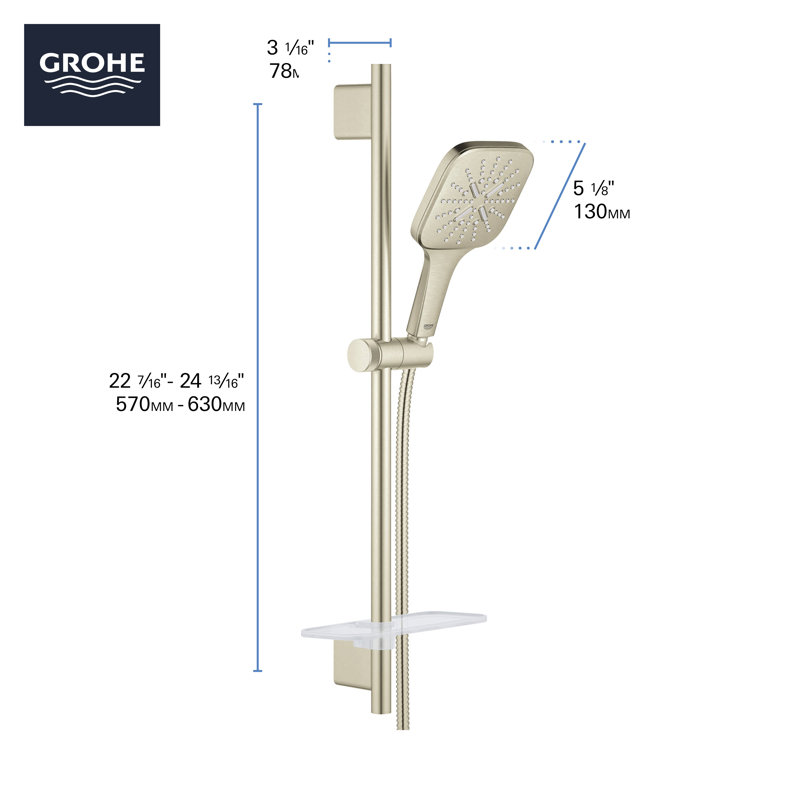 Eurocube Pressure Balance Rain Shower Set, Brushed Nickel