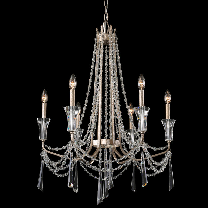 Lustre en cristal Barcelona - 6 lumières - Argent Transcend, Champagne, 6
