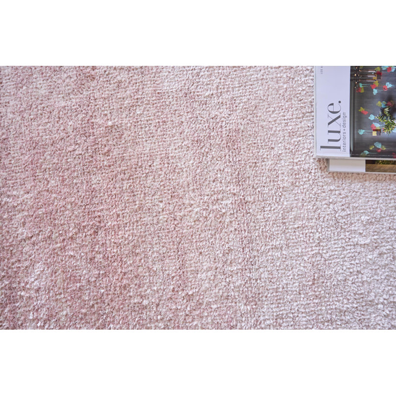 Plush Viscose/ Wool Area Rug in Pink, Rectangle 9' x 12'