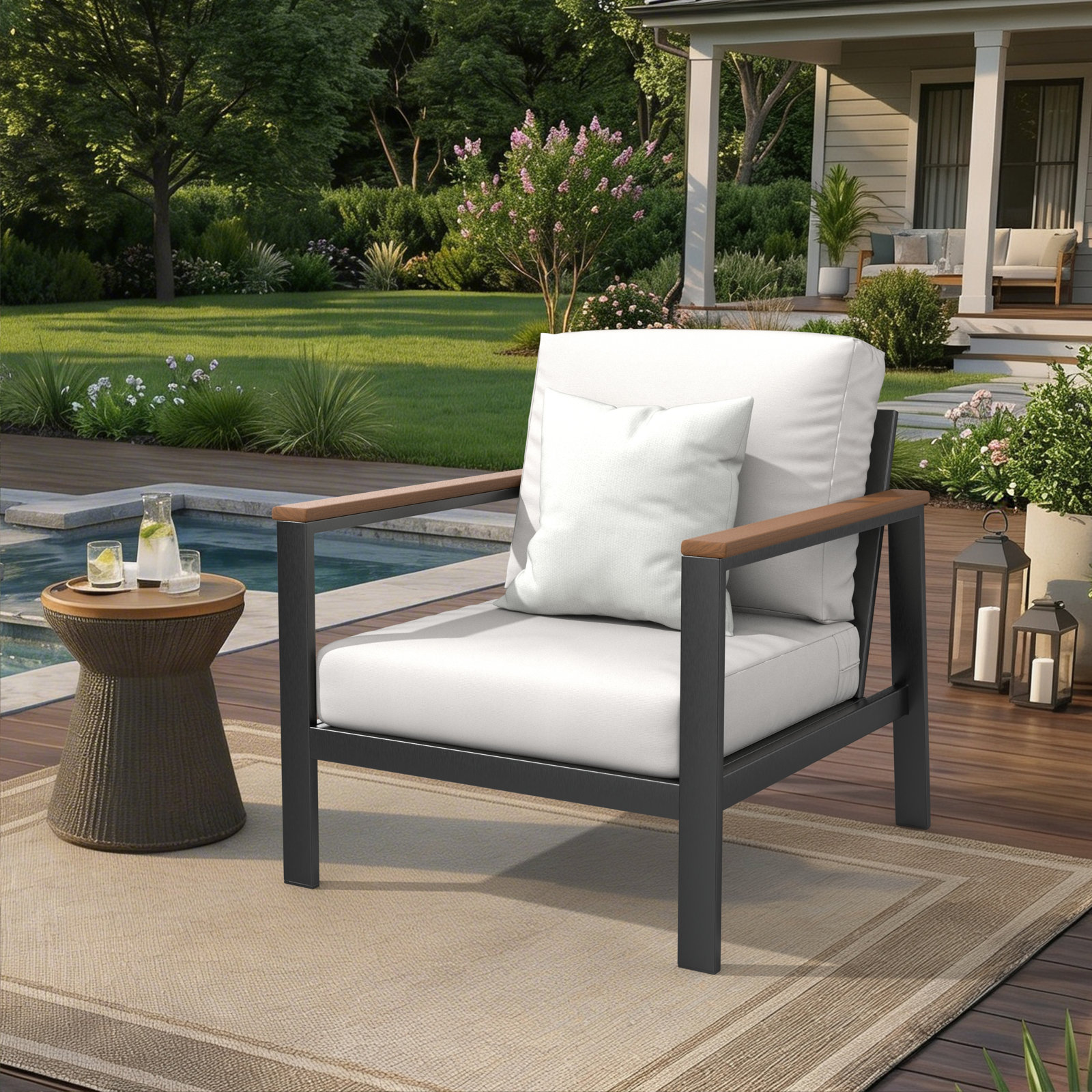 Townsend Sunbrella® Patio Lounge Chair, Sunbrella Canvas Natural, Brown, Yes