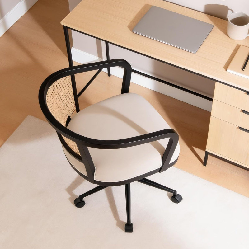 Velvet Rattan Swivel Office Chair