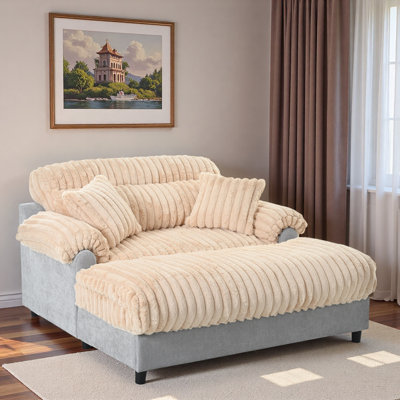Modern Chaise Lounge Sofa With Two Throw Pillows And Curved Armrest by Mercer41