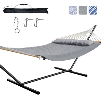 Hamac double robuste avec support - capacité de 500 lb, installation facile et coussin amovible