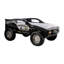 Lit simple pour enfant avec conception de voiture tout-terrain Jacky, phares à DEL, bois noir