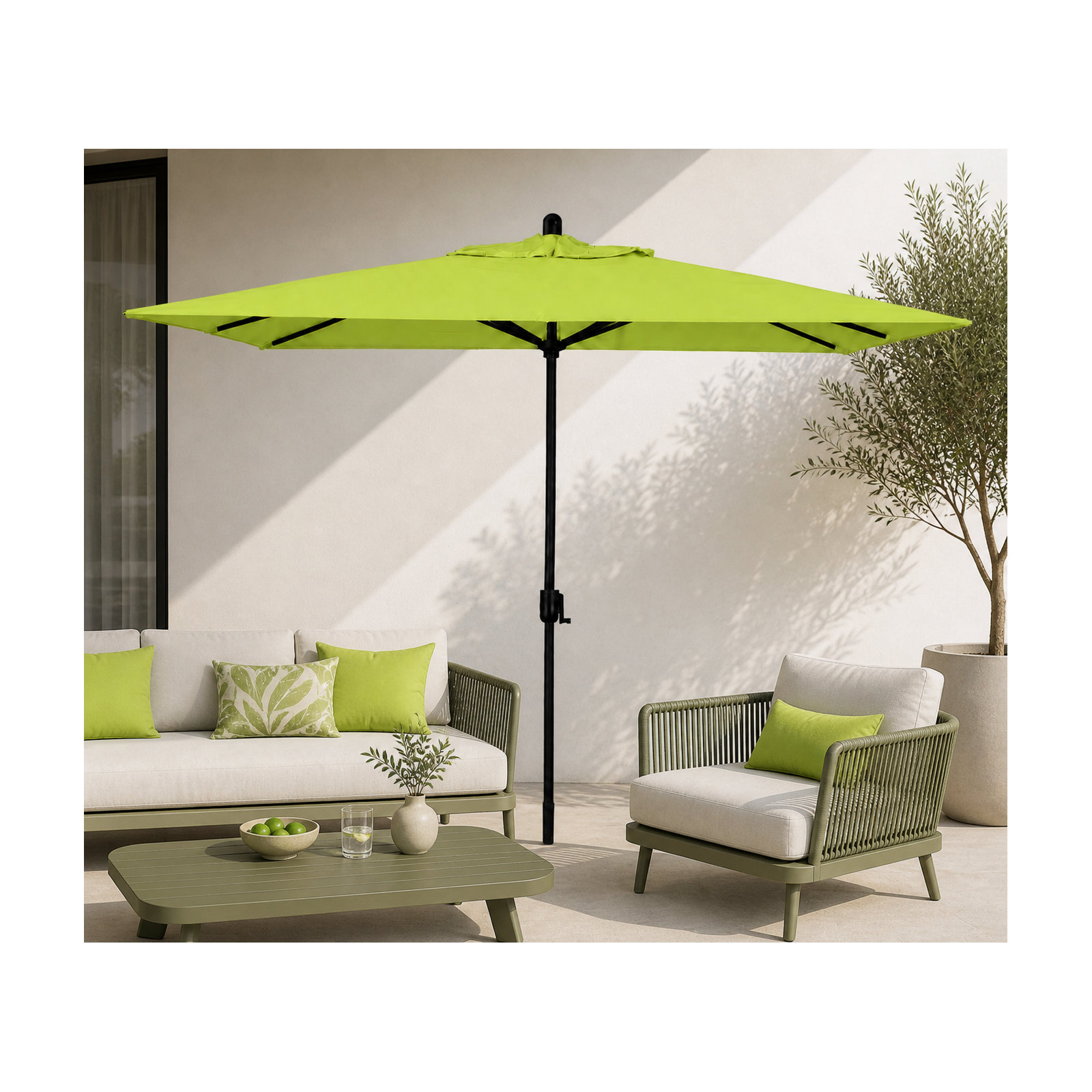 Olivier 116.7'' Outdoor Umbrella, Starring Gray, Canvas Macaw Sunbrella® Canvas