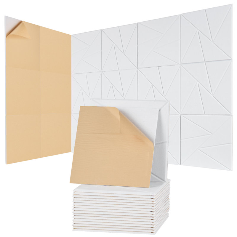 Paquet de 18 panneaux muraux acoustique 11,8 x 11,8 x 0,4 po auto-adhésif, Naturel