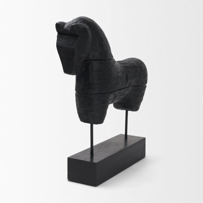 Objet décoratif cheval en bois noir Equus