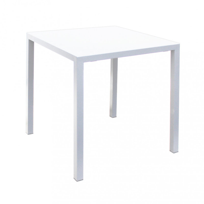 Mistee Square Metal Outdoor Dining Table , cm W cm D, 75cm H x 70cm W x 70cm L, White